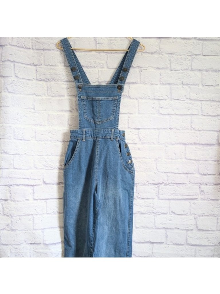 Hell Bunny Betty Bee Denim Overalls S New Medium Blue Denim Jeans 40s 50s Retro — image 4 of 7